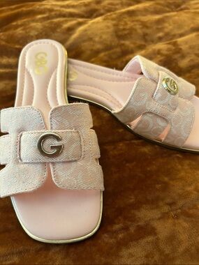 Pink G Slide Sandals with G Logo